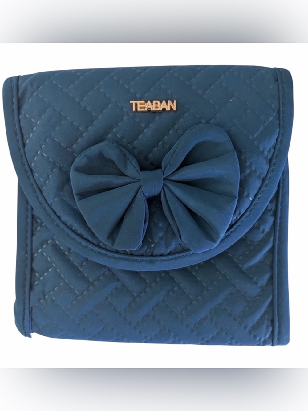 NWOT TEABAN Jewelry Travel Organizer Padded Protection Case Bow Teal Grey  New